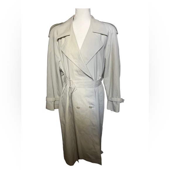 Vintage London Fog Trench Coat Cream 14P Deadstock NWT - Picture 1 of 8